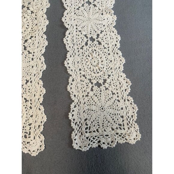 Vintage Handmade Crochet Lace Doilies 5x21 Set of 2 - Picture 3 of 7
